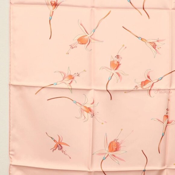 HERMES Carre 90 Scarf ""Fleurs De Fuchsia"" Silk Pink Auth am8730 - Picture 10 of 16